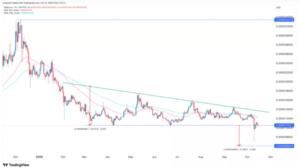 
                    Shiba Inu под угрозой из-за распродажи китов и редкого технического паттерна                