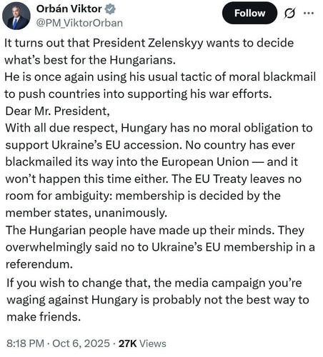 Премьер Венгрии Орбан дал отповедь Зеленскому